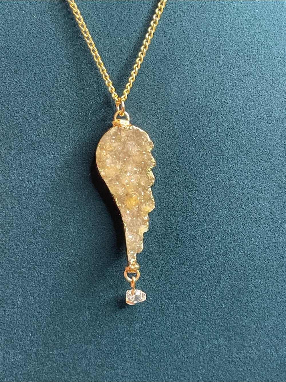 Druzy angel wing necklace